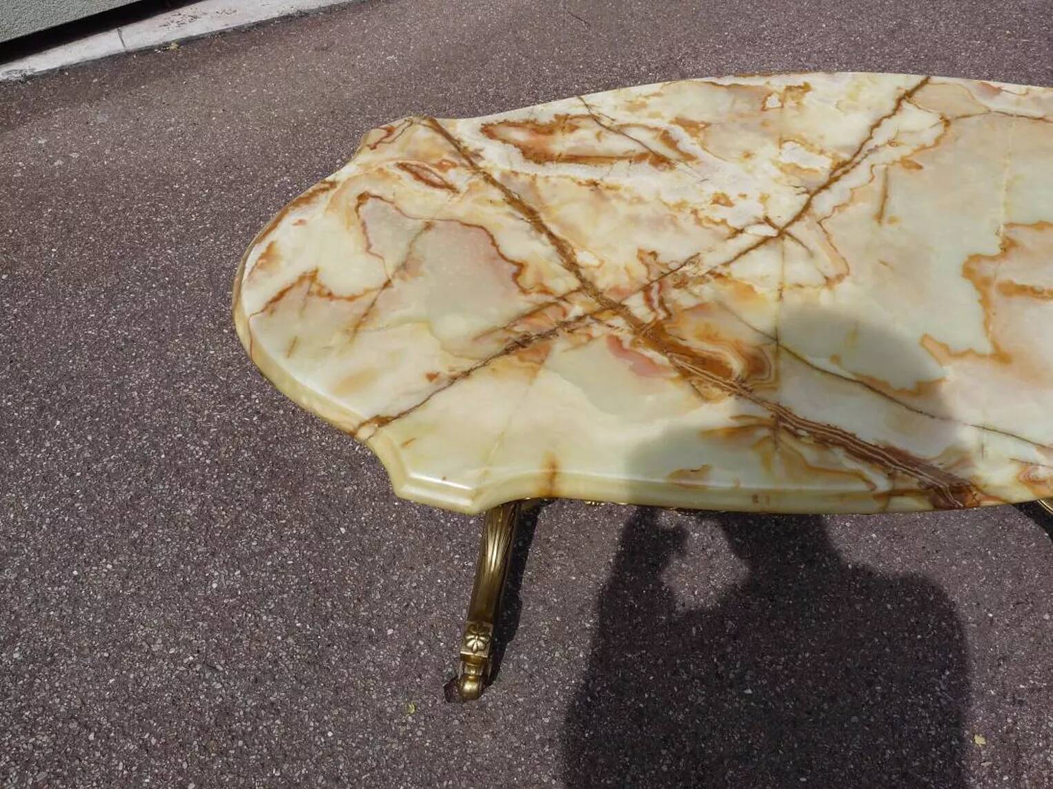 Coffee table in bronze brass and Fratelli Orsenigo marble