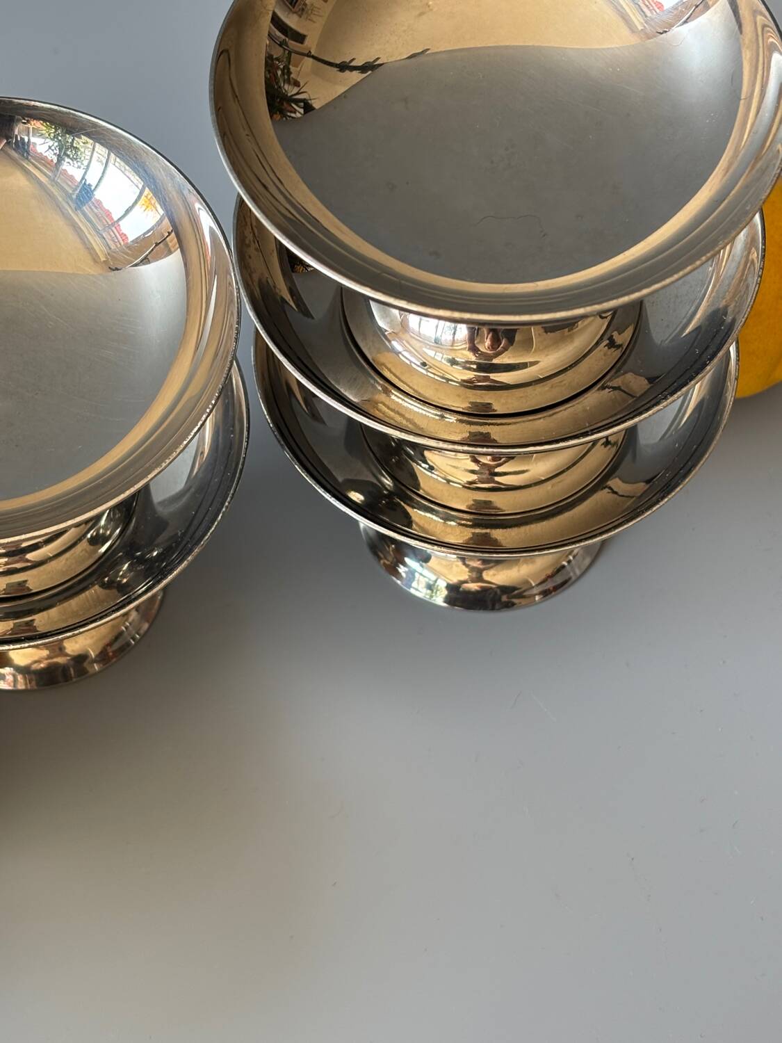 Ice cream cups, stainless steel dessert, 1970