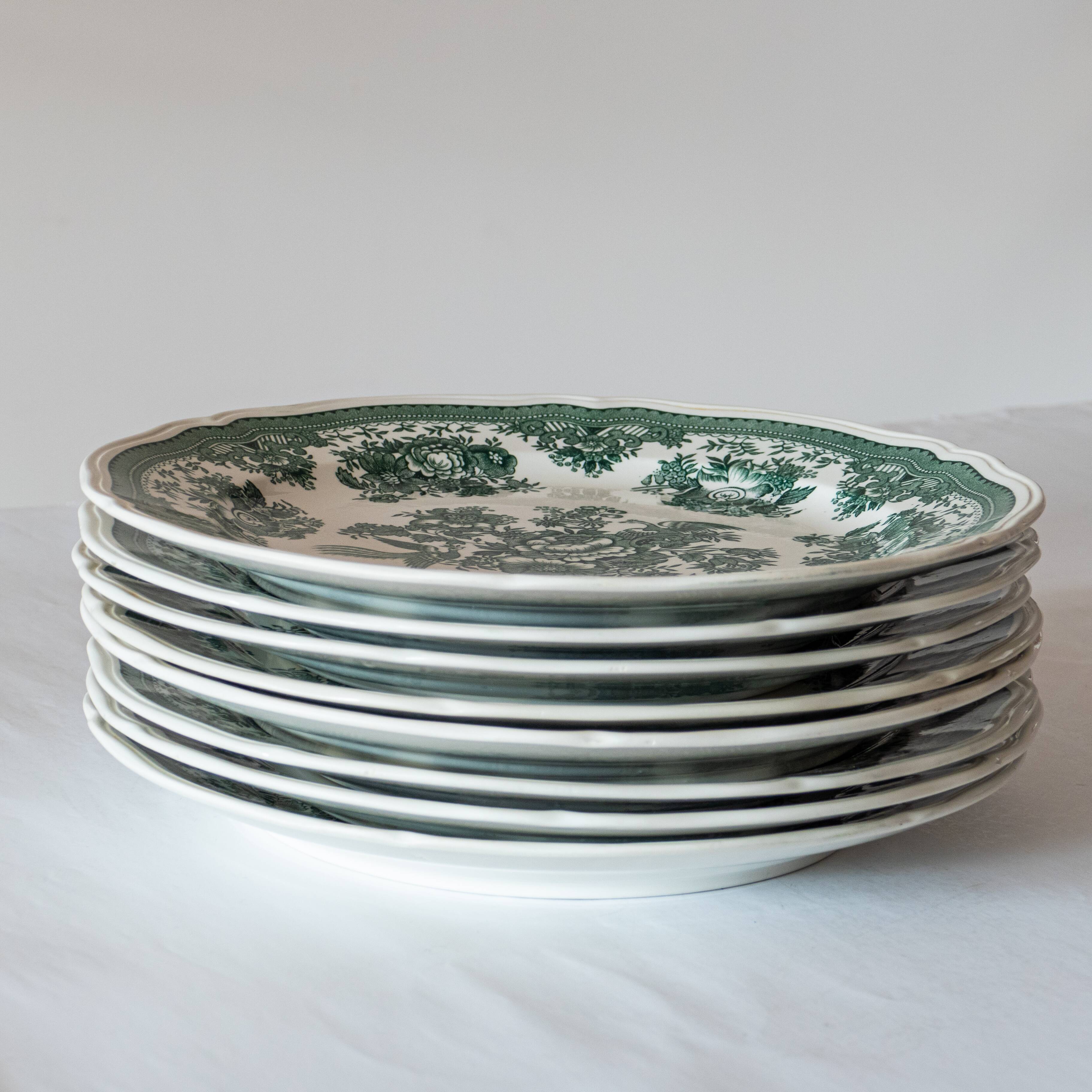 8 flat plates Villeroy & Boch, Fasan model, green