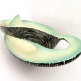 Sinuous Vintage Black, Yellow and Green Ceramic Centrepiece by Vibi, Italy