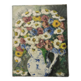 Oil on canvas bouquet signed
