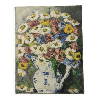 Oil on canvas bouquet signed