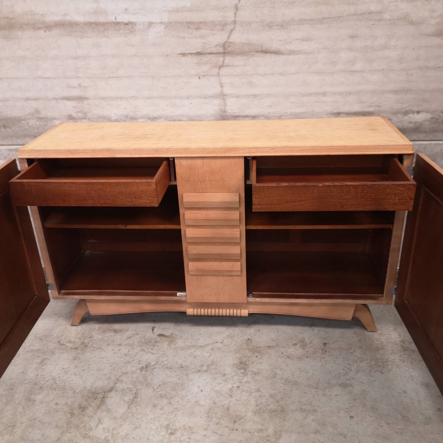 Buffet dresser sideboard bleached oak 1940 art deco