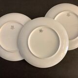 8 flat porcelain plates from Limoges Bernardaud, gilded Greek decoration, twentieth century