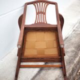 Art Nouveau armchair, wooden armchair with green leather seat, guimard style legs, living room, library