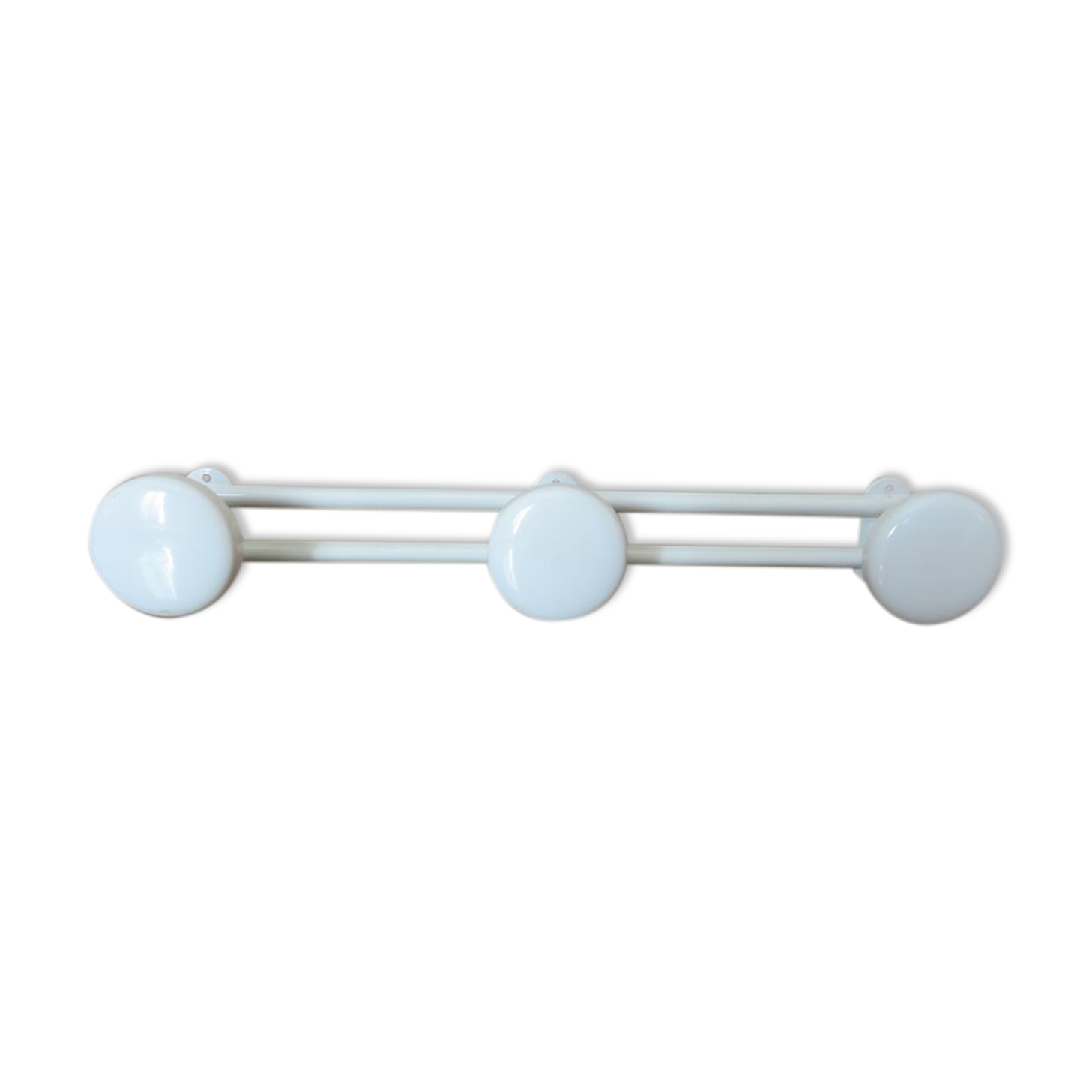 Coat rack 3 patères in white lacquered metal 70s