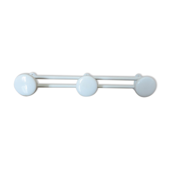 Coat rack 3 patères in white lacquered metal 70s