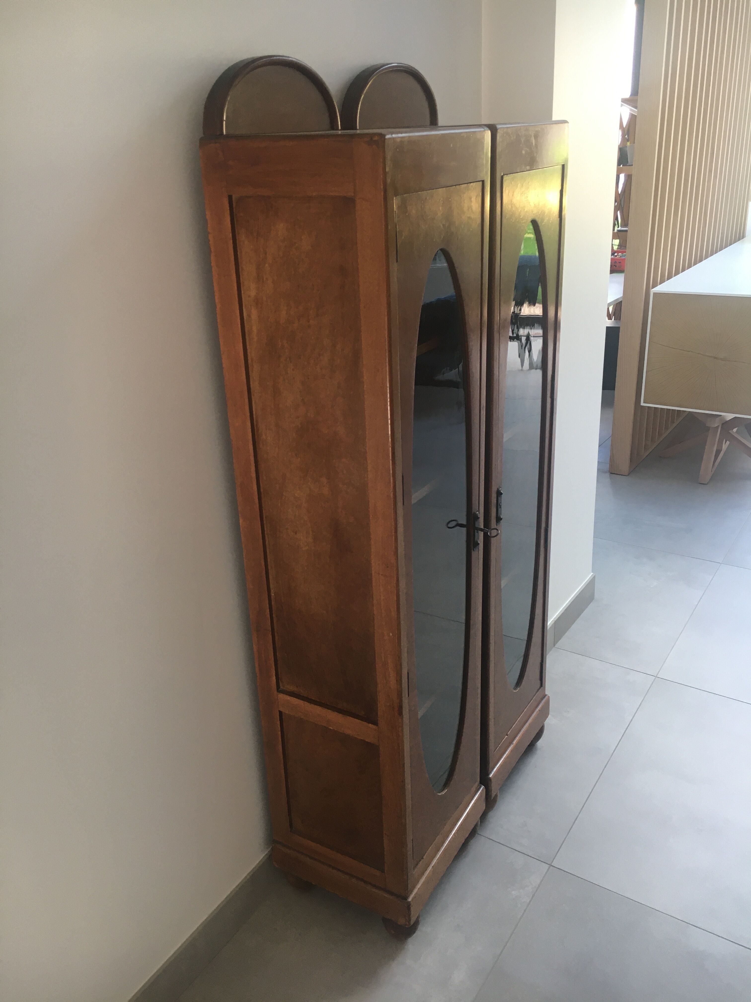 Authentic art deco showcase duo 1930s