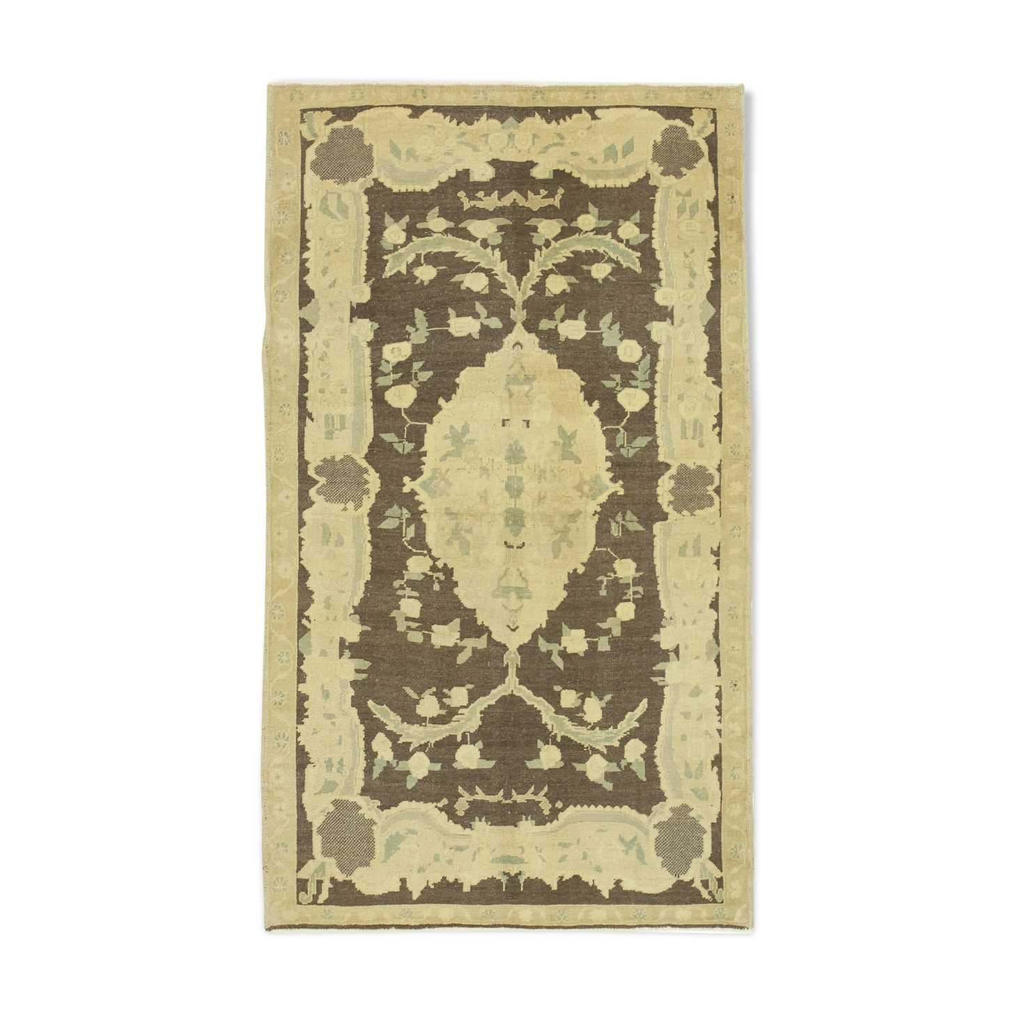 1970s handwoven decorative anatolian beige carpet 131 cm x 234 cm