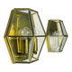 Hexagonal wall sconces in gilded brass and crystal, 1970s, set of 2.
