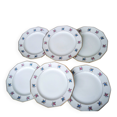 6 Assiettes plates en Porcelaine de Limoges