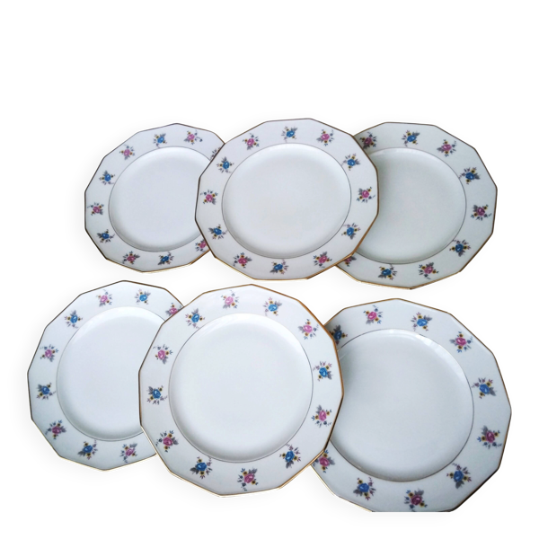 6 Assiettes plates en Porcelaine de Limoges