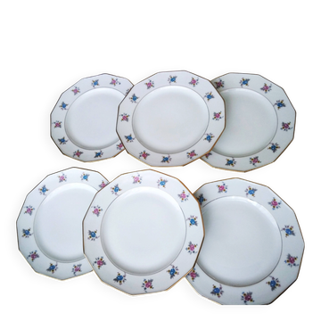 6 flat plates in Limoges porcelain