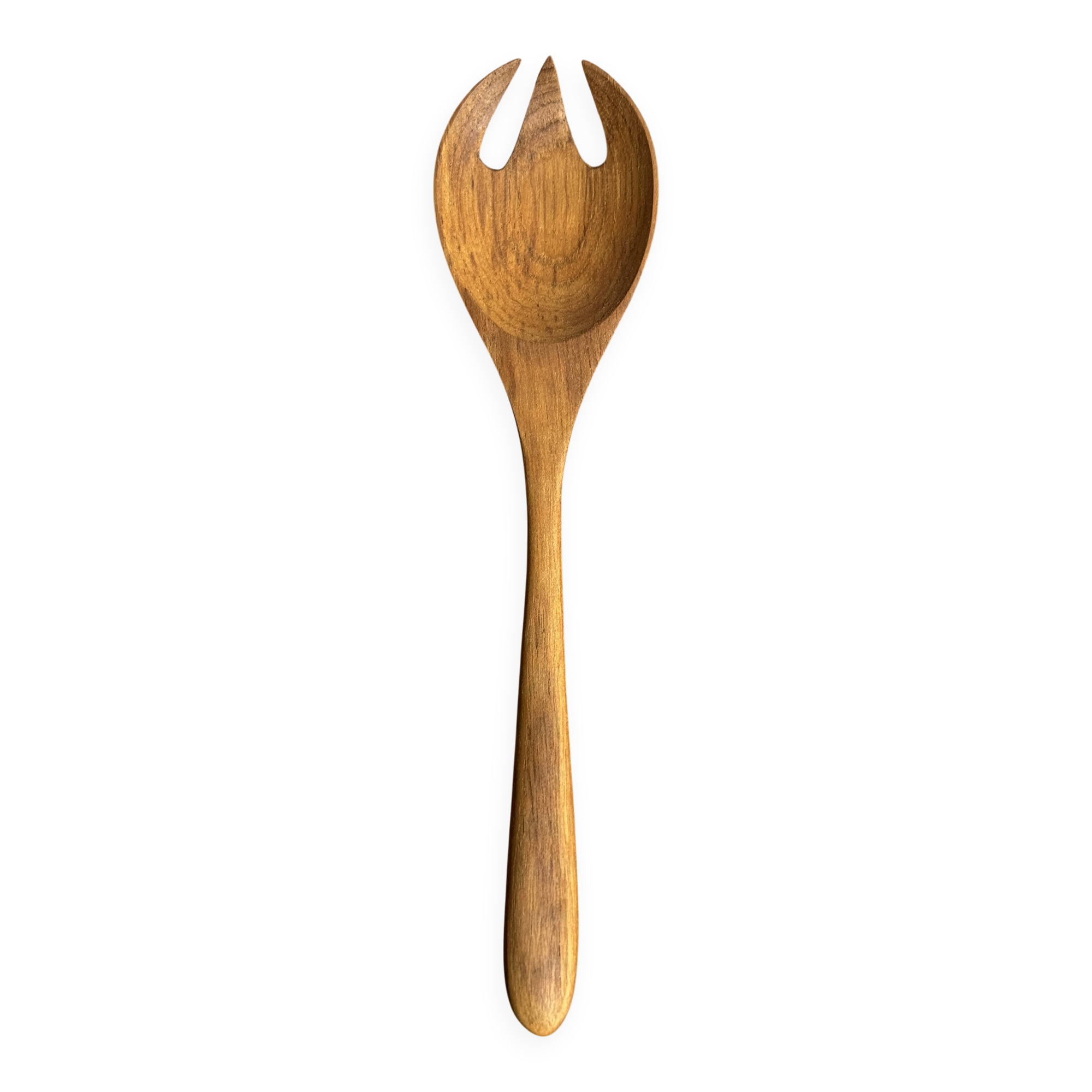 Couvert à salade ou cuiller fourchette en teck L28 D6x8
