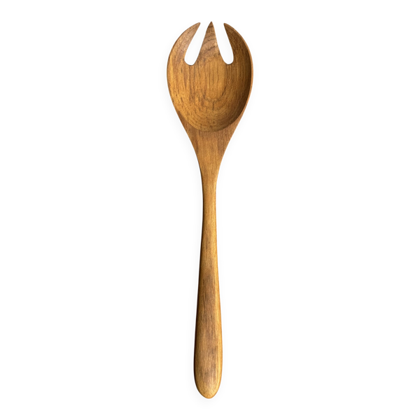 Couvert à salade ou cuiller fourchette en teck L28 D6x8