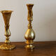 Pair of handmade candle holders, cast iron