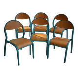 6 vintage blue children's chairs
