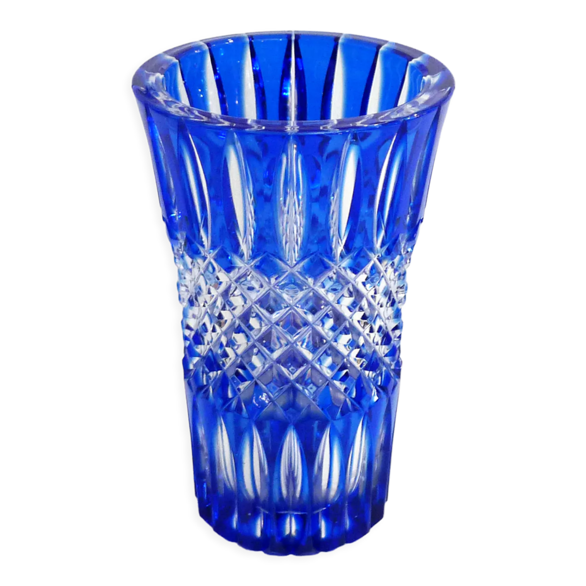Cobalt blue cut vase