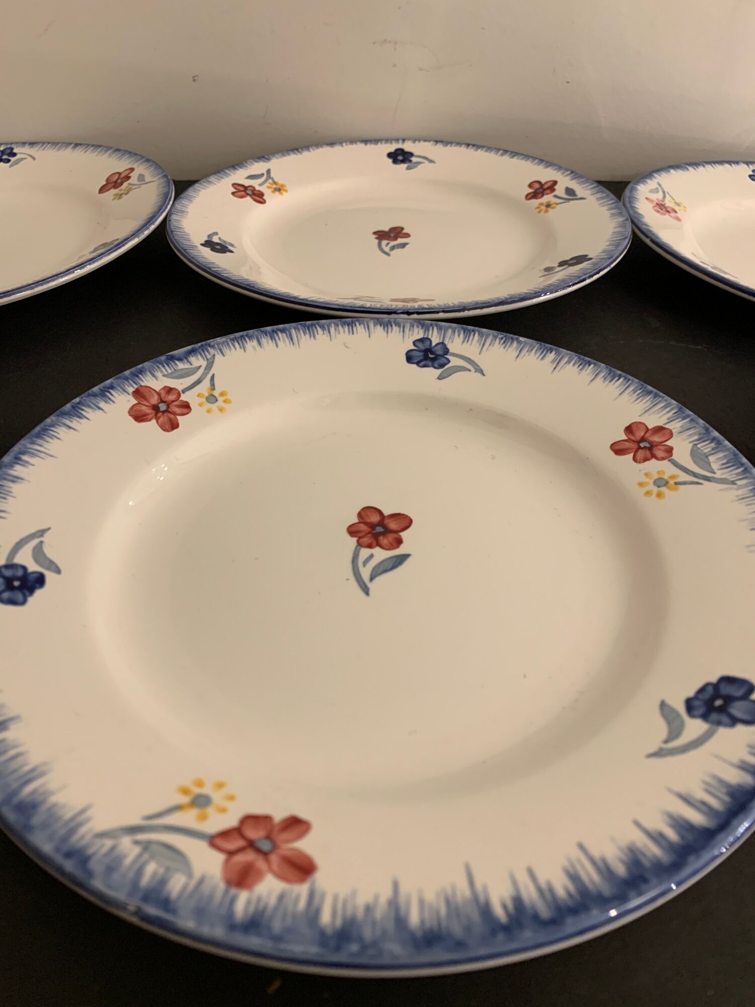 Lot de 6 assiettes plates Digoin Sarreguemines, modèle Mary Lou