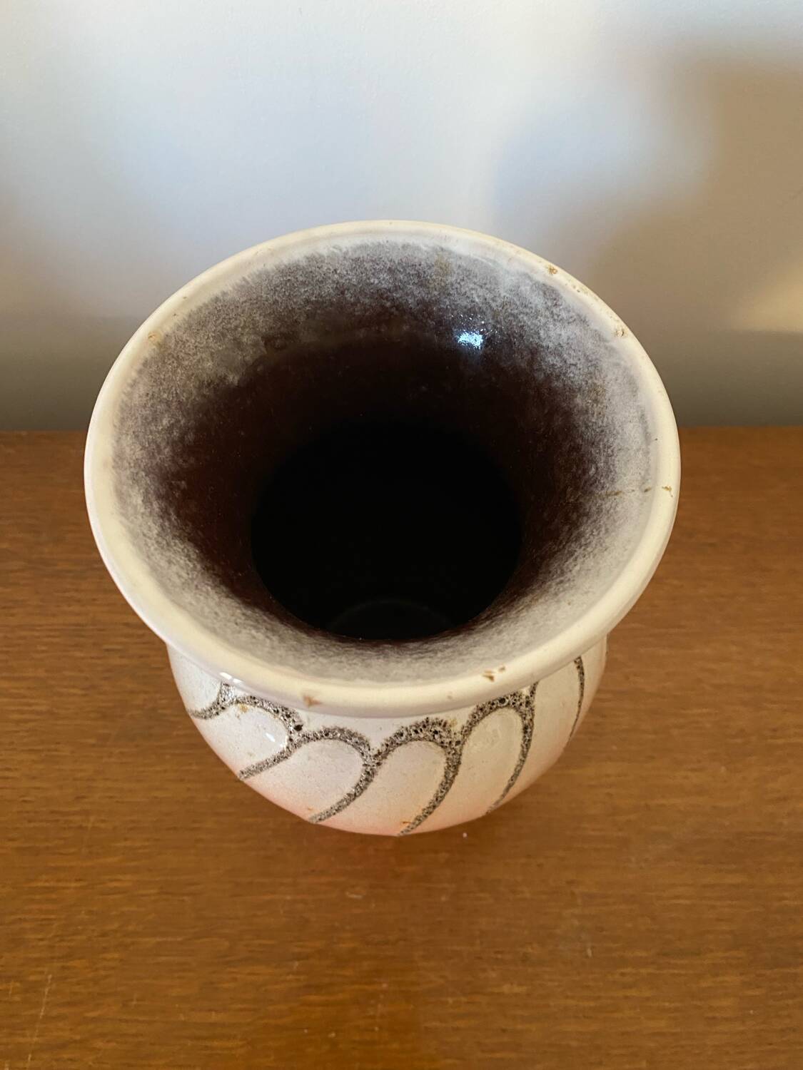 Antique strehla vase pink & white ceramic west germany vintage