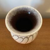 Antique strehla vase pink & white ceramic west germany vintage