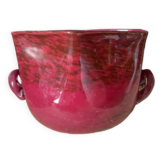 Saladier coupe à punch en pâte de verre rose