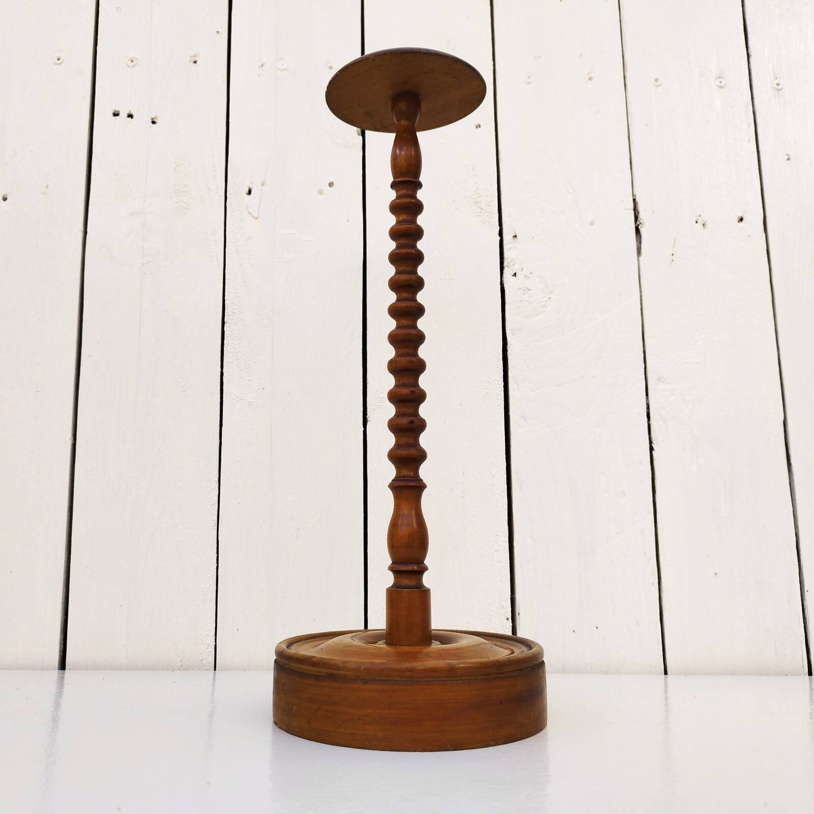 Vintage turned wooden hat rack milliner