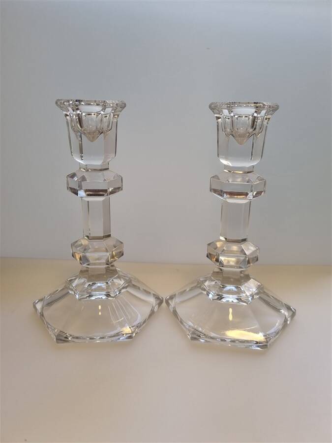 Pair of glass candlesticks