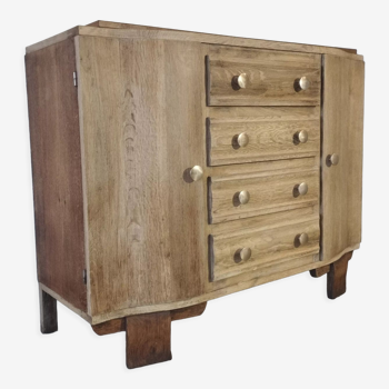 Art Deco oak and leather chest of drawers