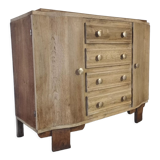 Art Deco oak and leather chest of drawers