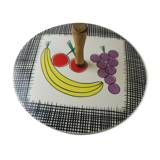 Ancien plat à fromage, décor Banana, en céramique de Schramberg SMF