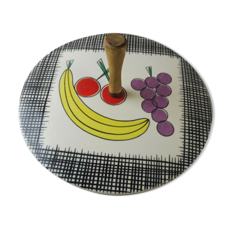 Ancien plat à fromage, décor Banana, en céramique de Schramberg SMF