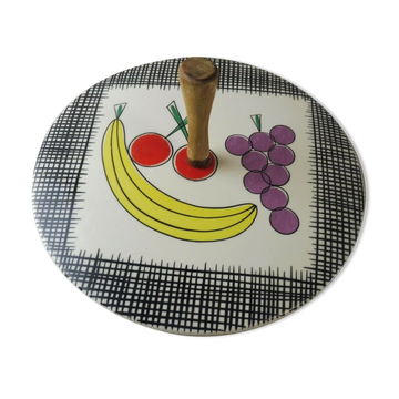 Ancien plat à fromage, décor Banana, en céramique de Schramberg SMF