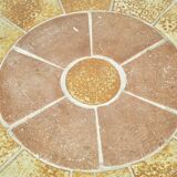 Vintage round coffee table with ceramic tiles by Danish artist TUE POULSEN,