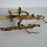 Ancienne Paire d'Appliques en métal doré Style Louis XV