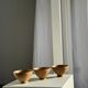 Set of 3 vintage mini bowls on foot, stoneware on pedestal H9 D10.