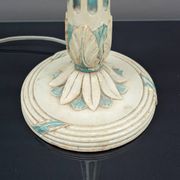 Art Deco wooden lamp painted in white and patinated blue, France, Circa 1920