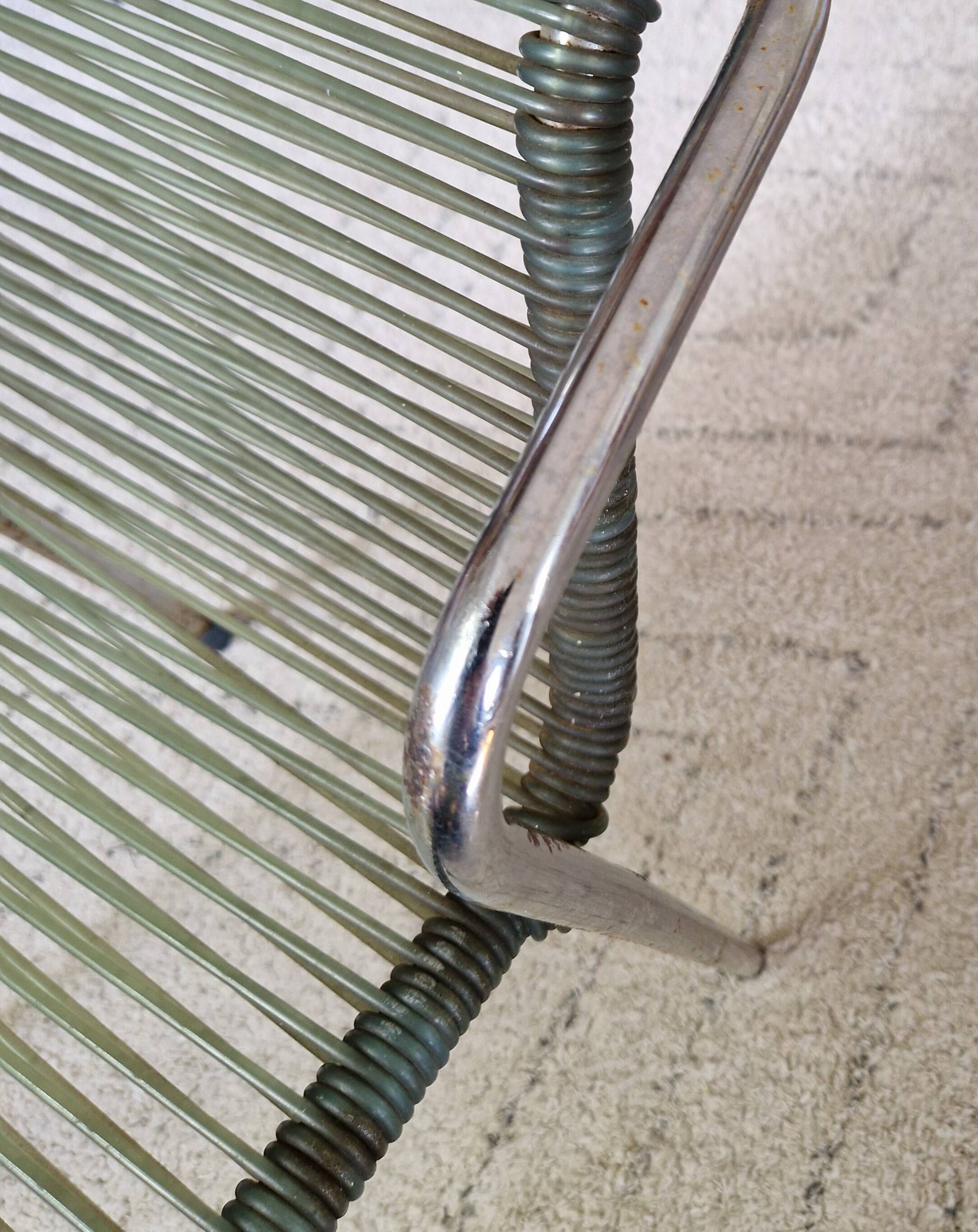 Chaise enfant scoubidou métal vintage 1970