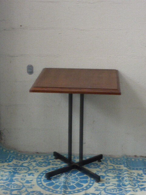 Table Bistro square wooden base metal vintage 1950/60