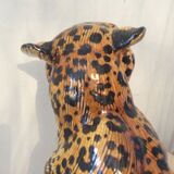 Enamelled terracotta leopard from the 60s Italy