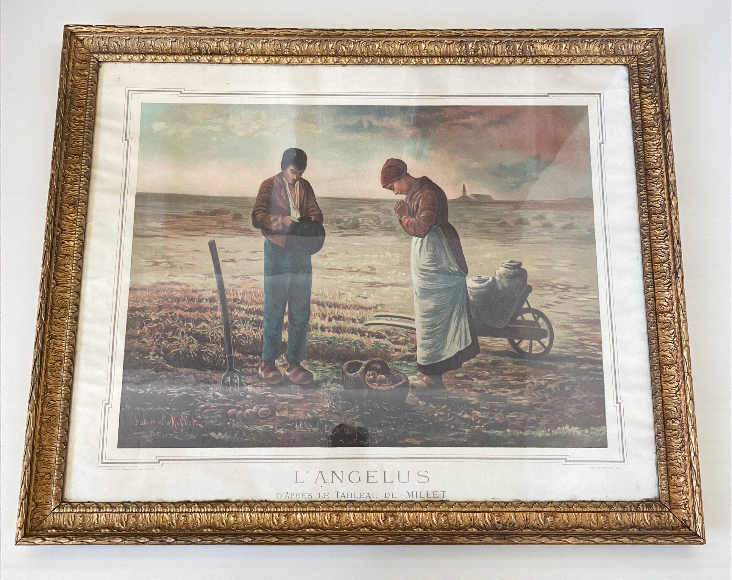 Lithographie de l'Angelus d'après le tableau de Millet