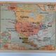 Carte scolaire ancienne de l.'Amérique du Nord, Vidal-Lablache U.S.A. cartonnée