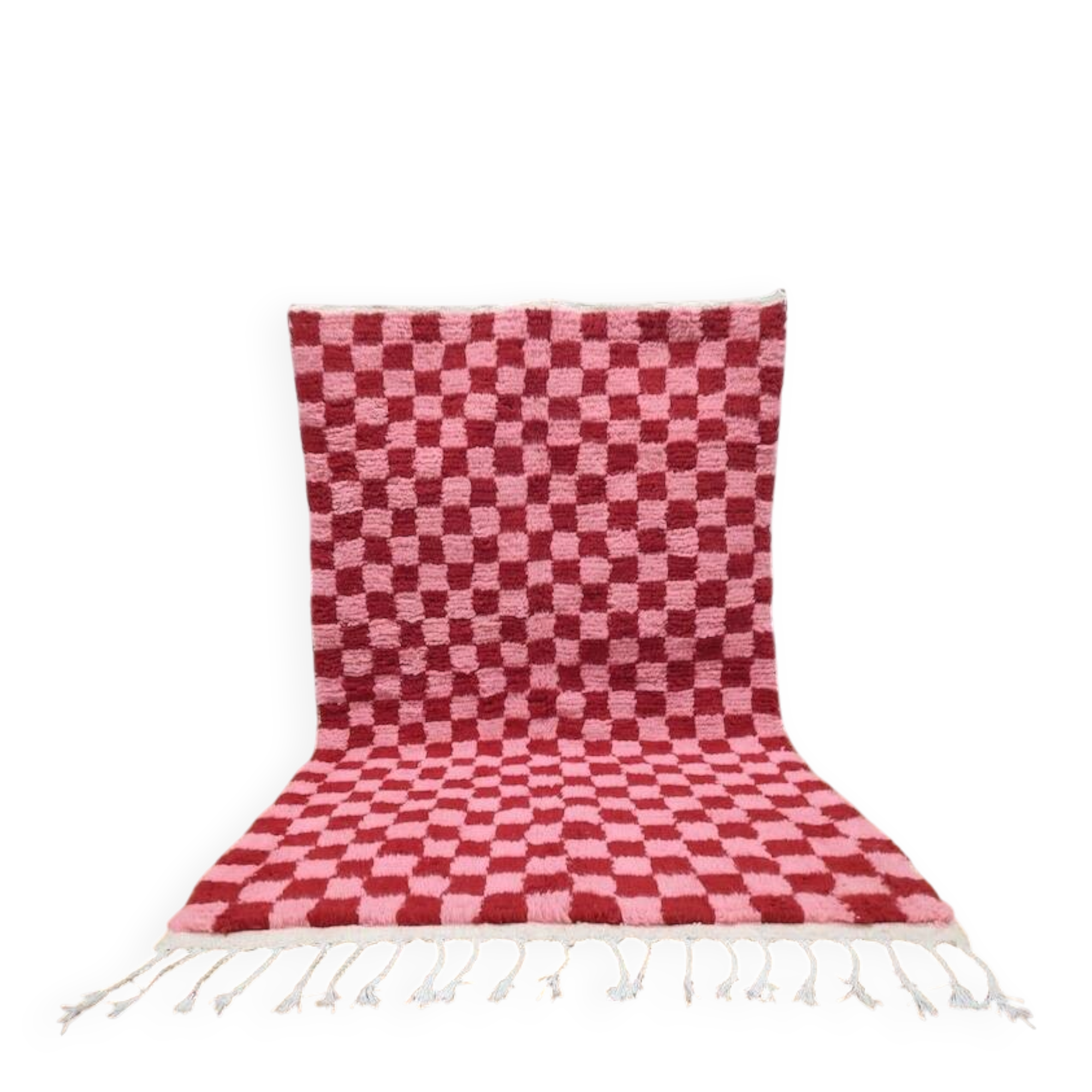 Handmade pure wool rug in traditional pink and red, 150/250 cm.