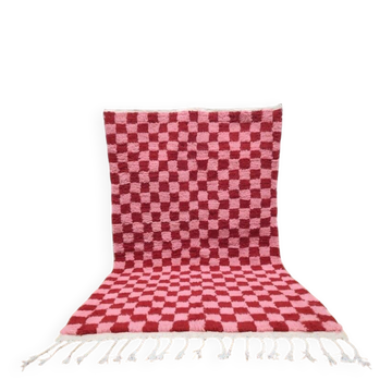 Tapis en laine pure fait main traditionnelle rose et rouge 150/250 cm