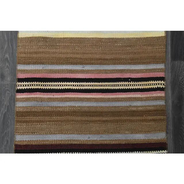 Vintage Turkish Oushak Handmade Wool Cotton Beige Runner Rug 62x284