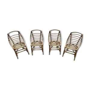 4 chaises boules en rotin
