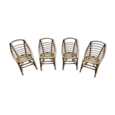 Set of 4 vintage rattan ball chairs