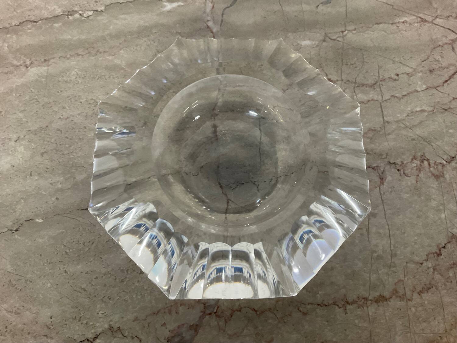 Val St Lambert hexagon ashtray in cut crystal
