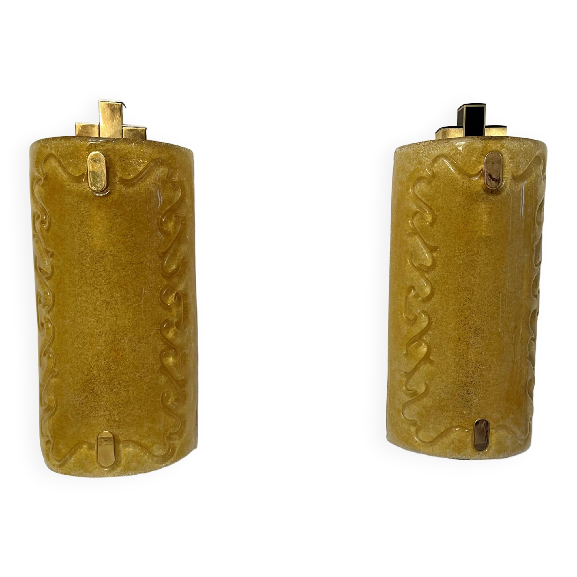 Vistosi wall lights with gold inlay by bd lumica structure Italy 1970