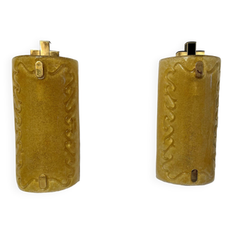 Vistosi wall lights with gold inlay by bd lumica structure Italy 1970